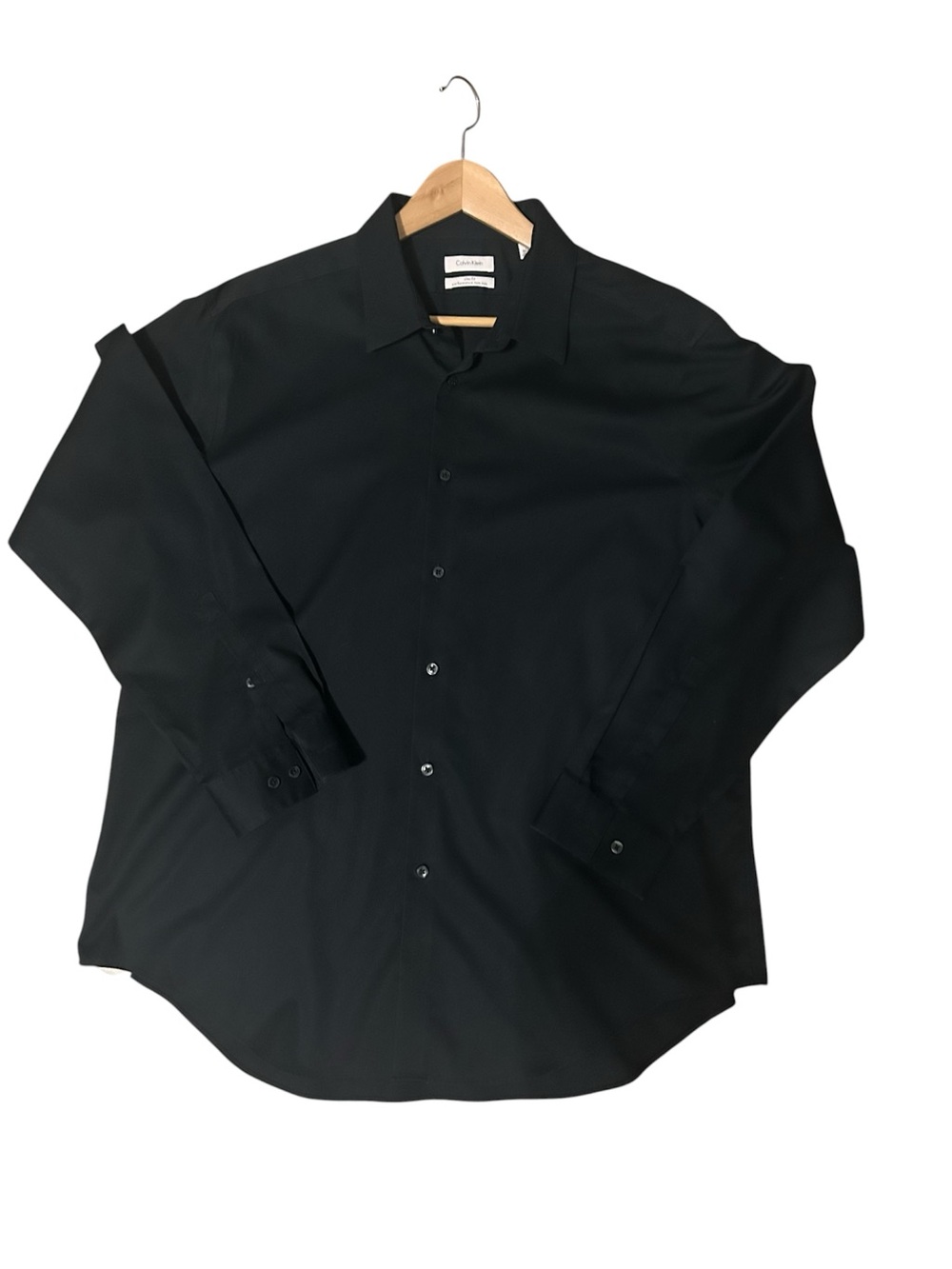 Calvin Klein Slim Fit Performance Non Iron Black Dress Shirt Size 18-34/35
